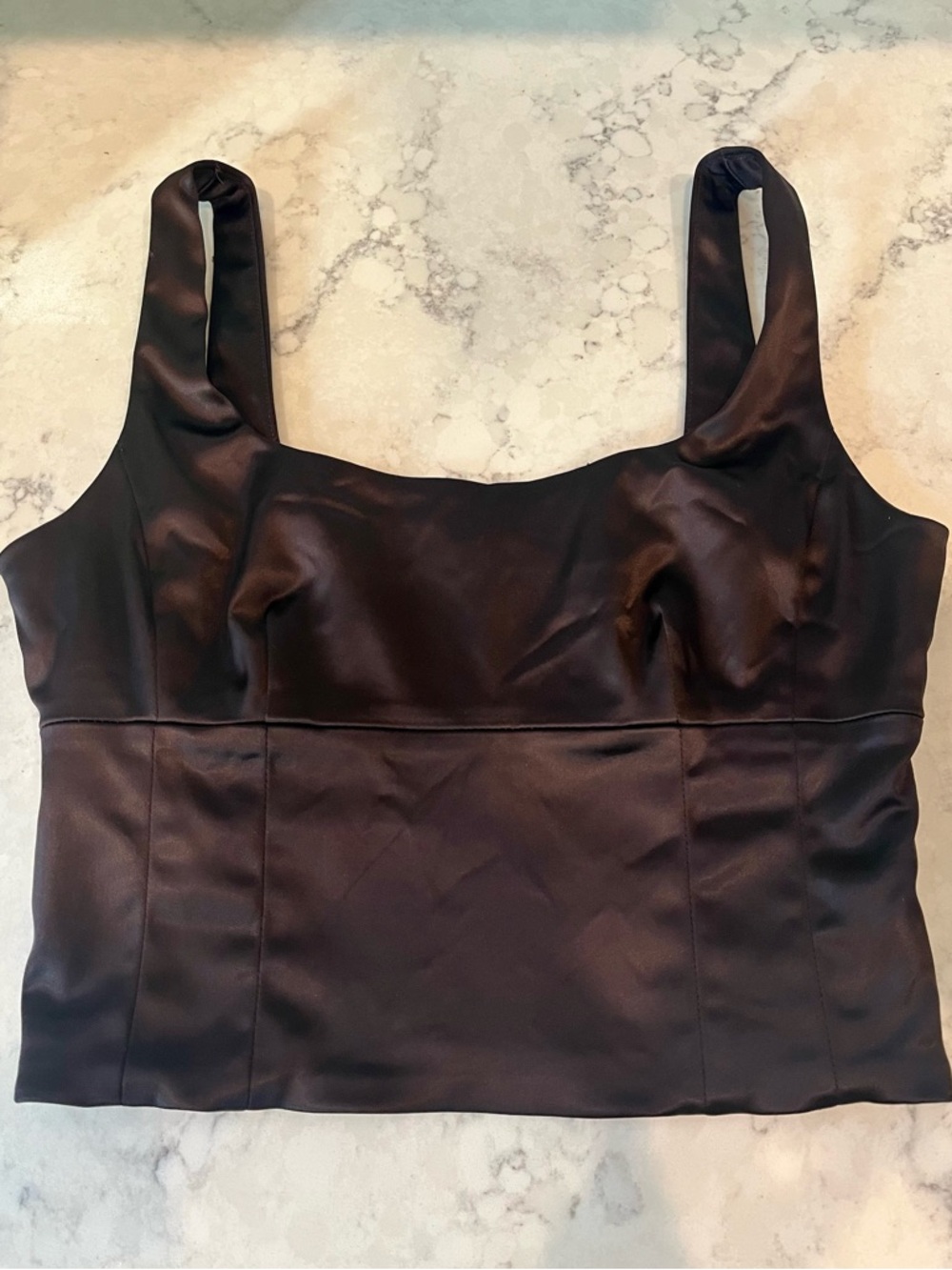 Artizia Wilfred Chocolate Brown Satin Bustier Top (XS)